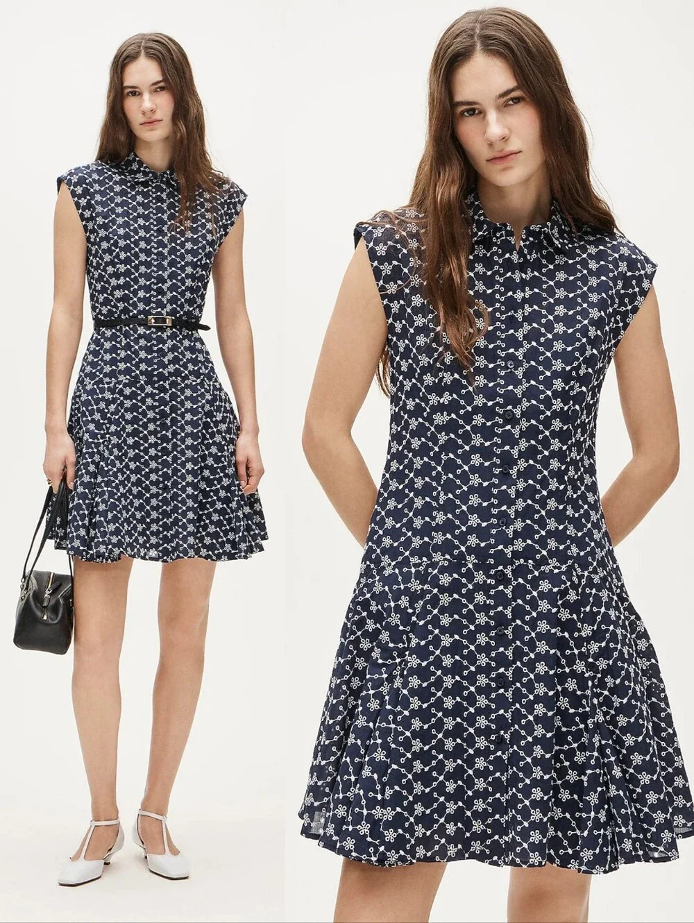 J. Crew Mini eyelet shirt-dress White On Blue Eyelet Size 8